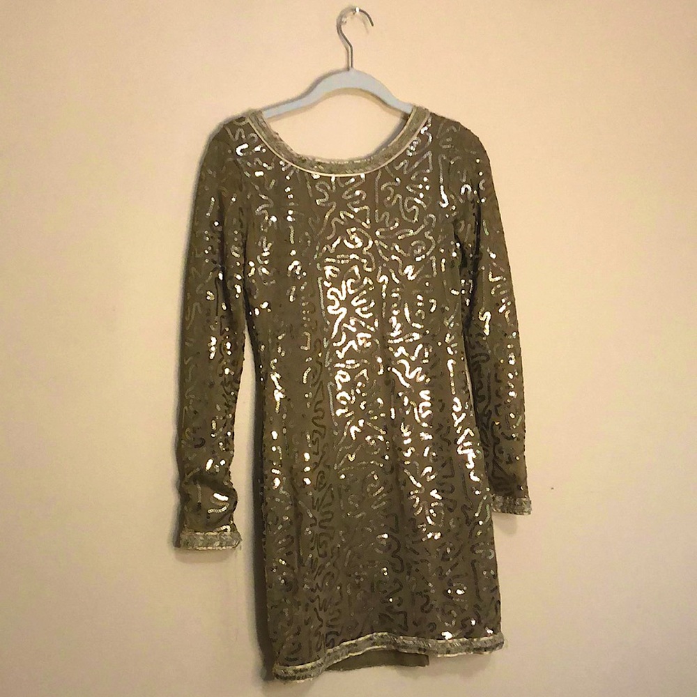 Backless Gold Sequin Dress